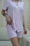 Pink Flower Pattern Buttoned Short Sleeve Women's Pajama Set