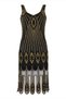 Molly Flapper Dress in Black Gold - 2