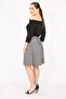 Women's Black Large Size Collar Detailed Skirt Houndstooth Patterned Belted Dress 65n35826 - 6