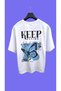 White Unisex Oversize Crew Neck Printed No3 Basic T-Shirt - 5