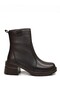 Women's Genuine Real Leather Heeled Zippered Bitter Brown Boots - 5