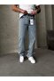 Men's Baggy Loose Cut Snow Washed Blue Jeans - 2