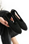 Black Open Side Braided Sandals - 4