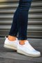 Lace-Up Balloon Sole Men's Sports Shoes White Red - 2