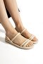Beige Women's Slip-On Sandals - 7