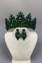 Lotus Bead Embroidered Bridal Henna Crown and Shuttlecock Earring Set