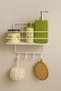 White Adhesive Bathroom Shower Shelf Shampoo Holder with 4 Hooks, Durable, Stylish Organizer - Tş-01 - 5