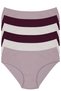 100% Cotton, High Waist, Corded Fabric, 6-Piece Women's Panties, 2 Plum, 2 Taupe, 2 Stone