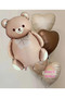 Teddy Bear and 3-Piece Heart Foil Balloon Set in Cream Tones - 5