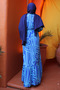 Cobalt Blue Print Skirt Layered Viscon Dress - 4