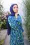 Fusta cu model verde Rochie Viscon stratificată - 3