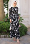 Black Patterned Skirt Tiered Viscon Dress - 2