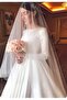 Long Straight Oval Cut Off White 3 Meters Veil