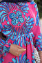 Fuchsia Patterned Skirt Tiered Viscon Dress - 5