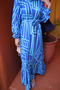 Cobalt Blue Print Skirt Layered Viscon Dress - 3
