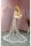 Long 3 Mt Length 1.5 Mt Most Dense Rose Embroidered Bridal Veil - 7