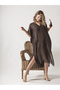 V-Neck Black Cotton Summer Beach Dress Standard Size - 5