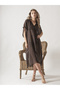 V-Neck Black Cotton Summer Beach Dress Standard Size - 2