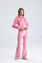 Women’s Velvet Juicy Rhinestone Stone Printed Tracksuit Bottom and Top Set Pink - 6