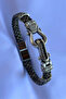 Genuine Leather Men's Bracelet Made with Zircon Stone Braided Handcrafted