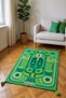 Nora Art Green Themed Abstract Patterned Tasseled Woven Base Carpet Noraart47Green - 3
