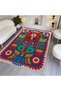Nora Art White Themed Colorful Abstract Patterned Tasseled Woven Base Carpet Noraart47White - 4