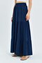 4567 Women's Ruffled Long Muslin Skirt Navy Blue - 5