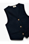 V-Neck Sleeveless Buttoned Viscose Crop School Vest - 5