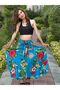 Bamboo Belt Elastic Flowered Spanish Women's Long Skirt - 4