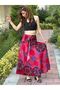 Bamboo Belt Elastic Flowered Spanish Women's Long Skirt - 2