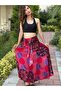Bamboo Belt Elastic Flowered Spanish Women's Long Skirt - 4