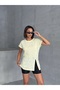 Soft Textured T-Shirt with Side Slits Yellow Missts2522