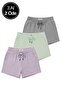 Women's 3-Pack Smoked-Green-Lilac Relaxed Fit Soft Fabric Elastic Waist Summer Mini Shorts with Pockets