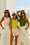 Women's 3-Pack Green-Pistachio Y.-Cream Zero Sleeve Camisole Body-Crewneck 100% Cotton Tank Top Blouse - 6