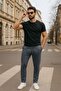 Men's Gray Slim Fit Modern Cut Jogger Sweatpants - Stylish and Sporty Lace-Up Trousers - 2