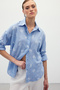 Casual Embroidered Shirt - Baby Blue - 4