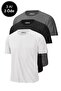 Men's 3-Piece Black-White-Anthracite Pack 100% Cotton Slim Fit Sports T-Shirt Basic Crew Neck Short Sleeve