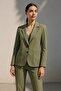 Women's Khaki Suit - Jacket and High Waist Pants Two Piece Set - 3