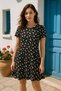 Women S Black Floral Print Short Sleeve Summer Dress - Round Neck Relaxed Fit Casual Mini Dress - 5