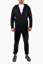 Raised Zippered Hooded Black Sweatshirt Fleece Cardigan - 3