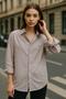 Women's Burgundy Striped White Oversize Shirt over Fit Relaxed Shirt - 2