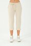 Women's Capri Elastic Waist Relaxed Cut Casual Straight Ecru Capri Pants - 4