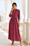 Women's Pink Leopard Print Long Length Dress - Elegant Dress with Button Waist Elastic - 7