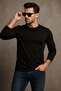 Men's Crew Neck Black Body 100% Cotton Long Sleeve T-Shirt - 5