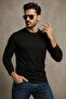 Men's Crew Neck Black Body 100% Cotton Long Sleeve T-Shirt - 6