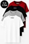 Men's 4-Pack Red-Black-White-Anthracite 100% Cotton Oversize T-Shirt Basic Short Sleeve T-Shirt
