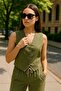 Linen Suit - Khaki Vest & Trousers Double Combination - Modern Fit Summer Stylish Suit - 7