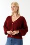 Women's Long Sleeve Buttoned Knitwear Cardigan Burgundy - 4