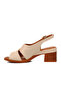 Beige Genuine Leather Women's Heeled Sandals - 2