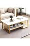 2 Layer Coffee Table White Rectangular Table For Living Room, Sofa Side Table, Marble Center Table
